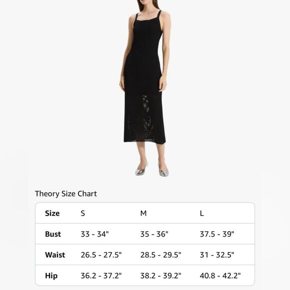 Theory Textured Knit Pointelle Midi Dress Sleeveless Straight Fit Black M NWT - Picture 12 of 14